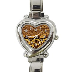 Golden Patterned Paper Heart Italian Charm Watch by Nexatart