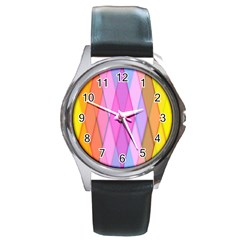 Graphics Colorful Color Wallpaper Round Metal Watch