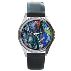 Graffiti Art Urban Design Paint Round Metal Watch by Nexatart