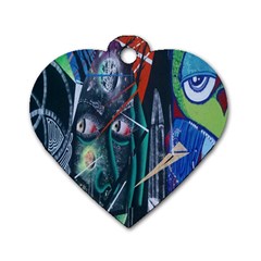 Graffiti Art Urban Design Paint Dog Tag Heart (one Side) by Nexatart