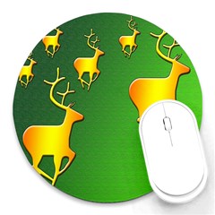 Gold Reindeer Round Mousepads by Nexatart