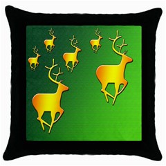 Gold Reindeer Throw Pillow Case (black) by Nexatart