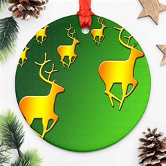 Gold Reindeer Round Ornament (two Sides) by Nexatart