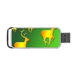 Gold Reindeer Portable Usb Flash (one Side) by Nexatart