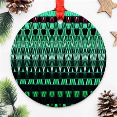 Green Triangle Patterns Ornament (round) by Nexatart