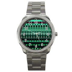 Green Triangle Patterns Sport Metal Watch