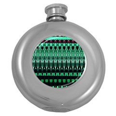 Green Triangle Patterns Round Hip Flask (5 Oz)