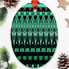 Green Triangle Patterns Oval Ornament (two Sides) by Nexatart