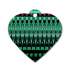 Green Triangle Patterns Dog Tag Heart (one Side) by Nexatart