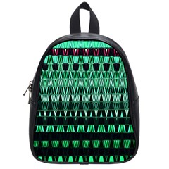 Green Triangle Patterns School Bags (small)  by Nexatart