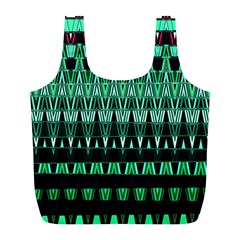 Green Triangle Patterns Full Print Recycle Bags (l)  by Nexatart