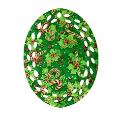 Green Holly Ornament (oval Filigree) by Nexatart