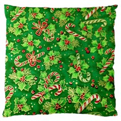 Green Holly Large Cushion Case (one Side) by Nexatart