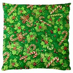 Green Holly Large Flano Cushion Case (two Sides) by Nexatart