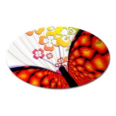 Greeting Card Butterfly Kringel Oval Magnet by Nexatart