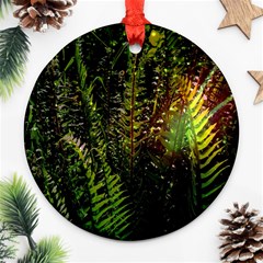 Green Leaves Psychedelic Paint Ornament (round) by Nexatart