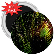 Green Leaves Psychedelic Paint 3  Magnets (100 Pack) by Nexatart