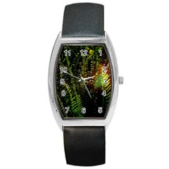 Green Leaves Psychedelic Paint Barrel Style Metal Watch