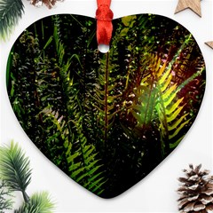 Green Leaves Psychedelic Paint Heart Ornament (two Sides) by Nexatart