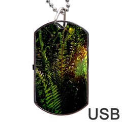 Green Leaves Psychedelic Paint Dog Tag Usb Flash (two Sides)