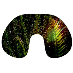 Green Leaves Psychedelic Paint Travel Neck Pillows by Nexatart