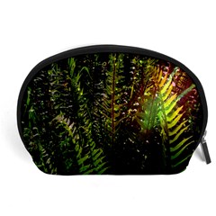 Green Leaves Psychedelic Paint Accessory Pouches (large)  by Nexatart