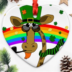 Irish Giraffe Heart Ornament (two Sides) by Valentinaart