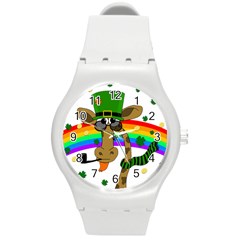 Irish Giraffe Round Plastic Sport Watch (m) by Valentinaart