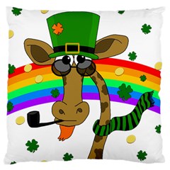 Irish Giraffe Large Cushion Case (two Sides) by Valentinaart