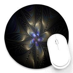 Fractal Blue Abstract Fractal Art Round Mousepads