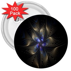 Fractal Blue Abstract Fractal Art 3  Buttons (100 Pack)  by Nexatart