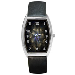 Fractal Blue Abstract Fractal Art Barrel Style Metal Watch