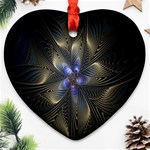 Fractal Blue Abstract Fractal Art Heart Ornament (Two Sides) Front