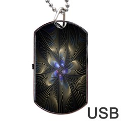 Fractal Blue Abstract Fractal Art Dog Tag Usb Flash (two Sides) by Nexatart