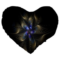 Fractal Blue Abstract Fractal Art Large 19  Premium Heart Shape Cushions by Nexatart