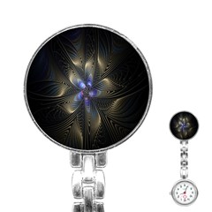 Fractal Blue Abstract Fractal Art Stainless Steel Nurses Watch