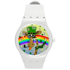 Irish Giraffe Round Plastic Sport Watch (m) by Valentinaart