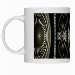 Fractal Beige Blue Abstract White Mugs