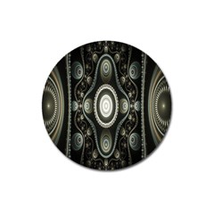 Fractal Beige Blue Abstract Magnet 3  (Round)