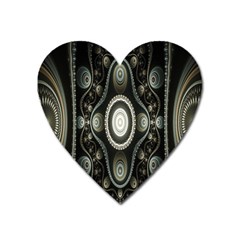 Fractal Beige Blue Abstract Heart Magnet