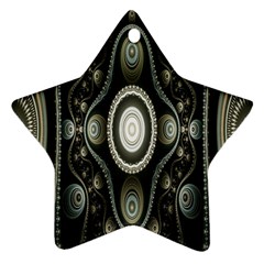 Fractal Beige Blue Abstract Star Ornament (Two Sides)