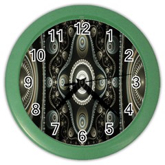 Fractal Beige Blue Abstract Color Wall Clocks