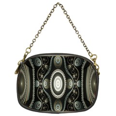 Fractal Beige Blue Abstract Chain Purses (Two Sides) 