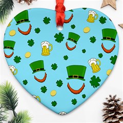 St  Patrick s Day Pattern Ornament (heart) by Valentinaart