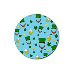 St  Patrick s Day Pattern Rubber Coaster (round)  by Valentinaart