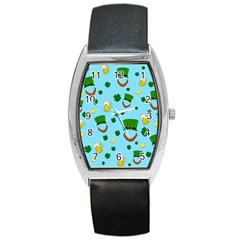 St. Patrick s day pattern Barrel Style Metal Watch