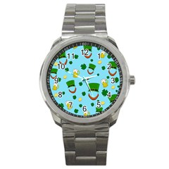 St  Patrick s Day Pattern Sport Metal Watch by Valentinaart