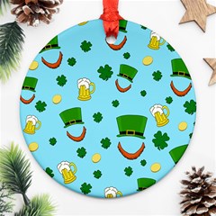 St. Patrick s day pattern Round Ornament (Two Sides)