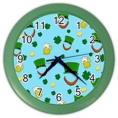 St. Patrick s day pattern Color Wall Clocks