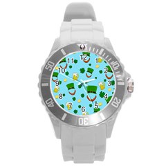 St  Patrick s Day Pattern Round Plastic Sport Watch (l) by Valentinaart